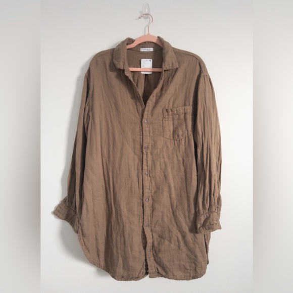 NWT CP Shades Marella Double Cloth Buttondown Free People Sable Brown Size M - Picture 4 of 9